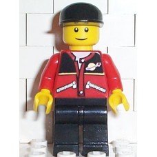 twn021 Red Jacket with Zipper Pockets and Classic Space Logo, Black Legs, Black Cap 